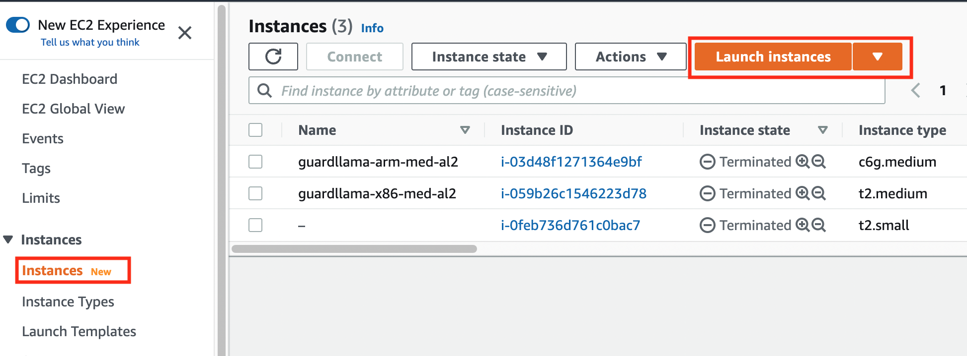 launch instance