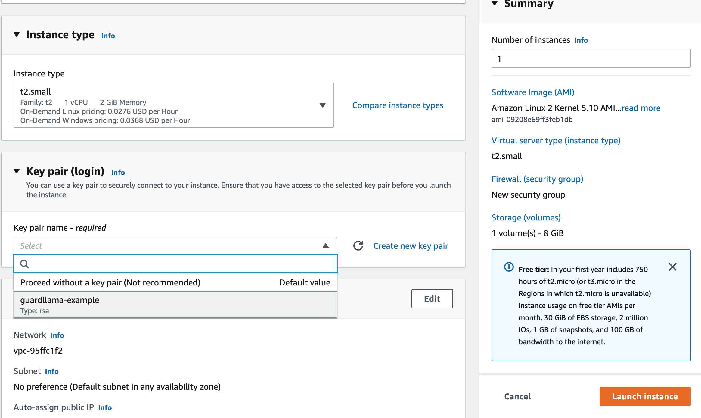 launch instance